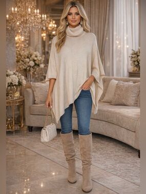 Elegant Cream Turtleneck, one size